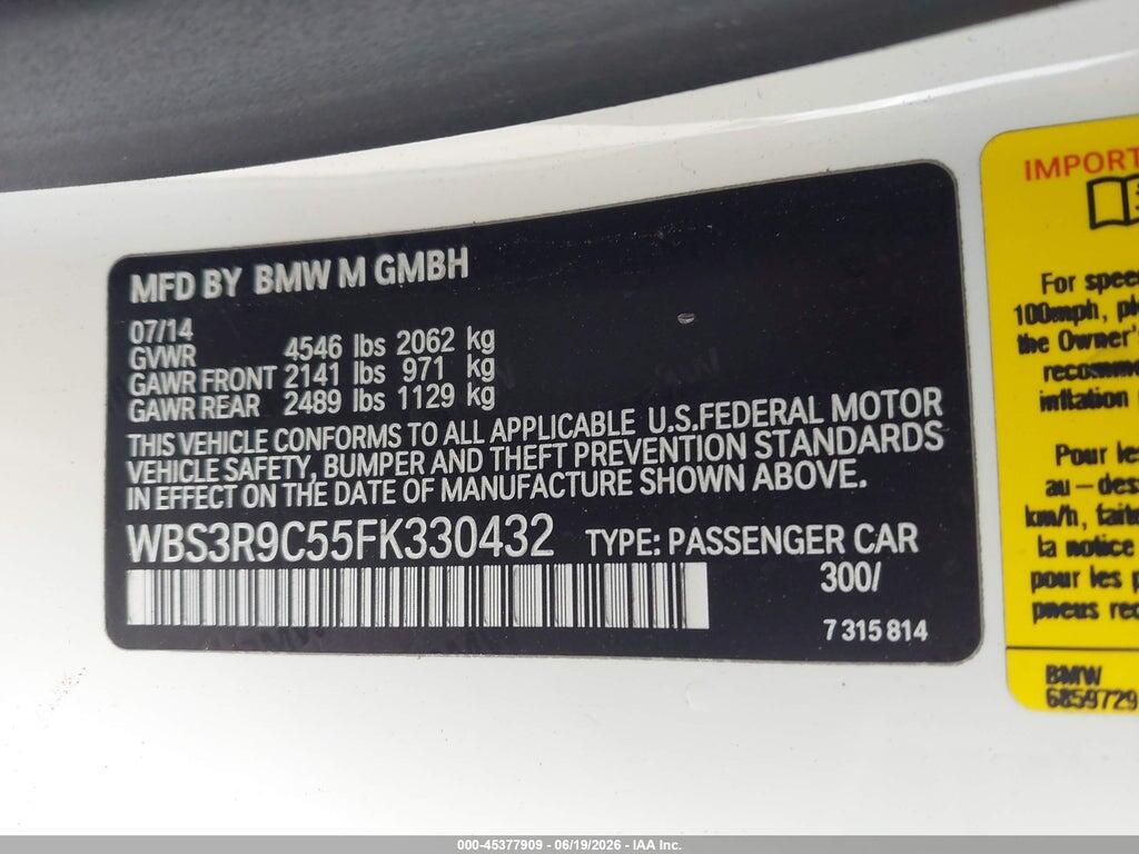 WBS3R9C55FK330432 2015 BMW M4 photo no. 9