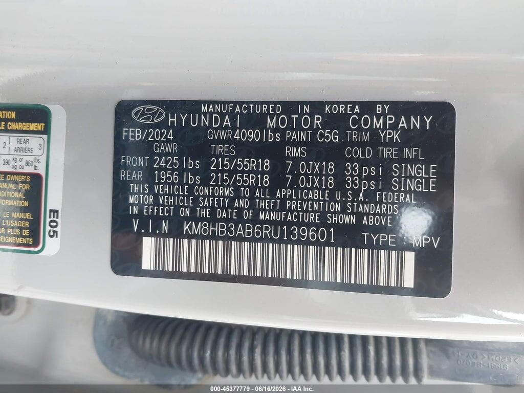 KM8HB3AB6RU139601 2024 HYUNDAI KONA photo no. 9