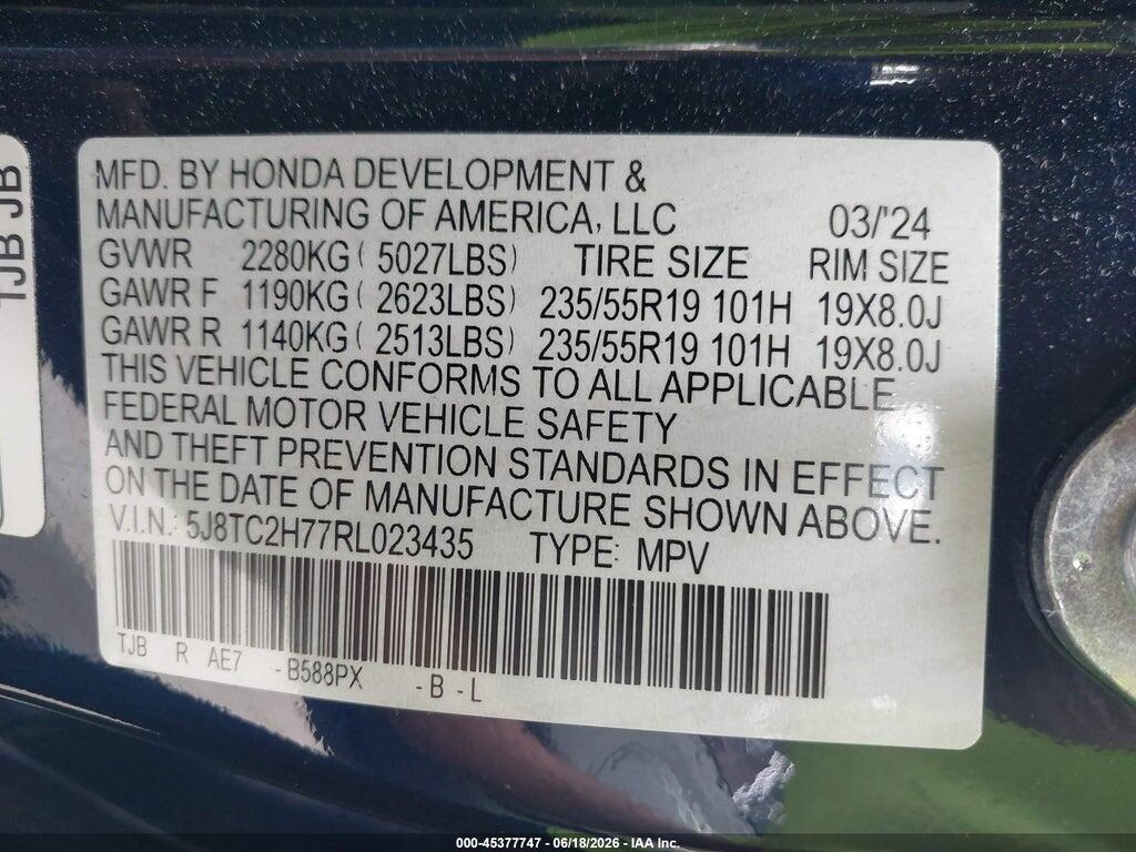 5J8TC2H77RL023435 2024 ACURA RDX photo no. 9