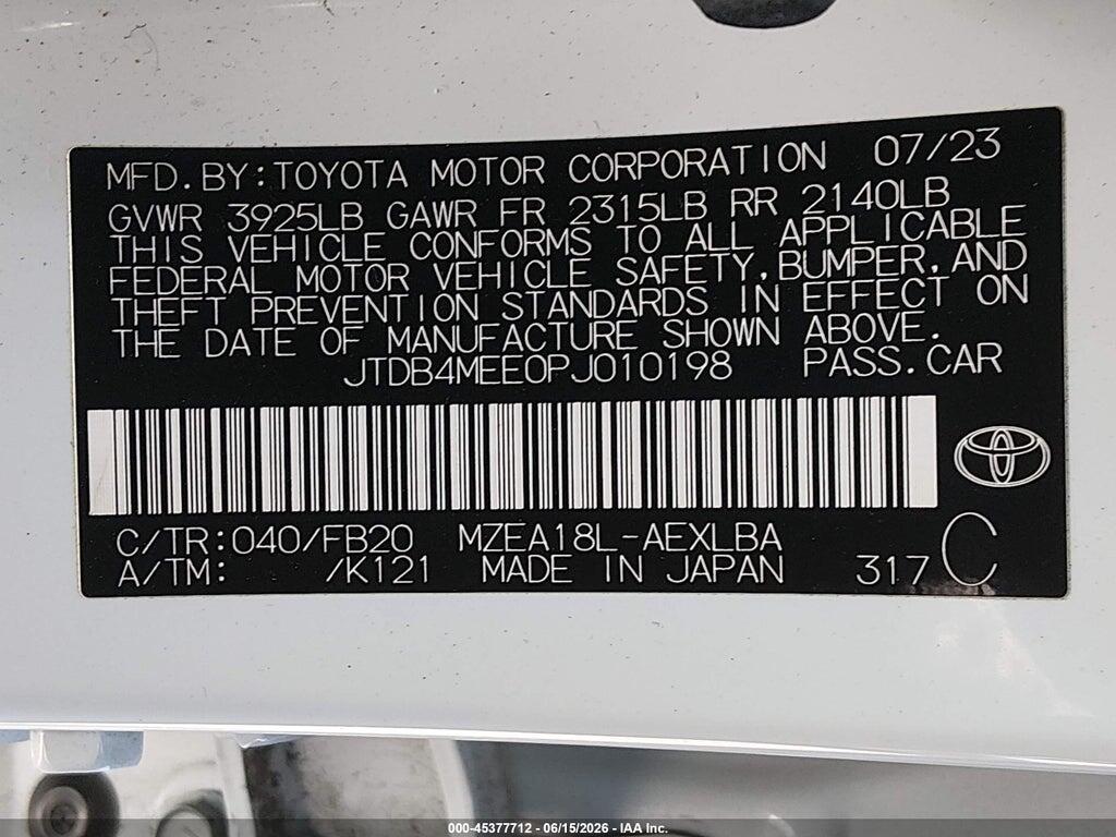 JTDB4MEE0PJ010198 2023 TOYOTA COROLLA photo no. 9