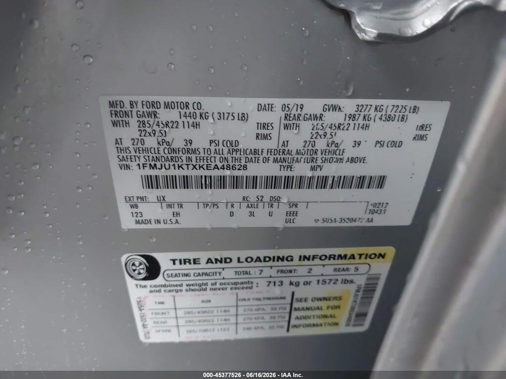 1FMJU1KTXKEA48628 2019 FORD EXPEDITION photo no. 9