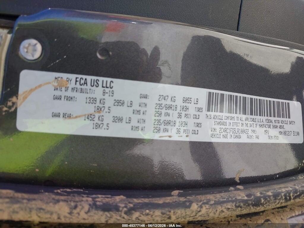 2C4RC1FG5LR100422 2020 CHRYSLER PACIFICA photo no. 9
