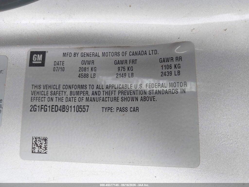 2G1FG1ED4B9110557 2011 CHEVROLET CAMARO photo no. 9