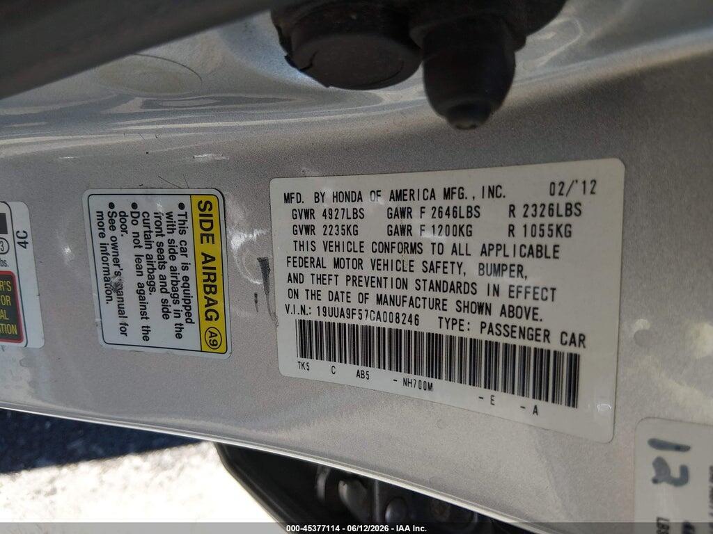 19UUA9F57CA008246 2012 ACURA TL photo no. 9