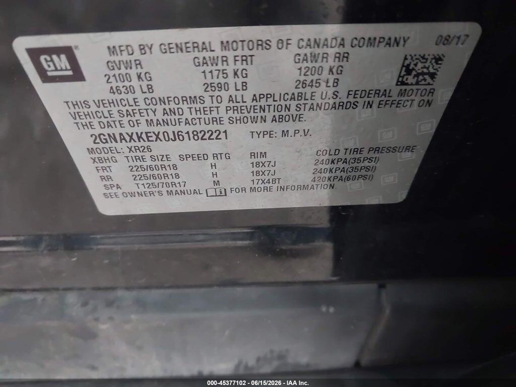 2GNAXKEX0J6182221 2018 CHEVROLET EQUINOX photo no. 9