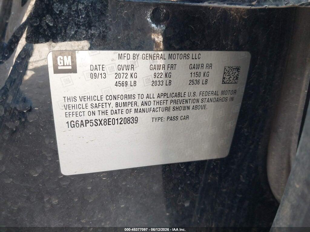 1G6AP5SX8E0120839 2014 CADILLAC CTS photo no. 9