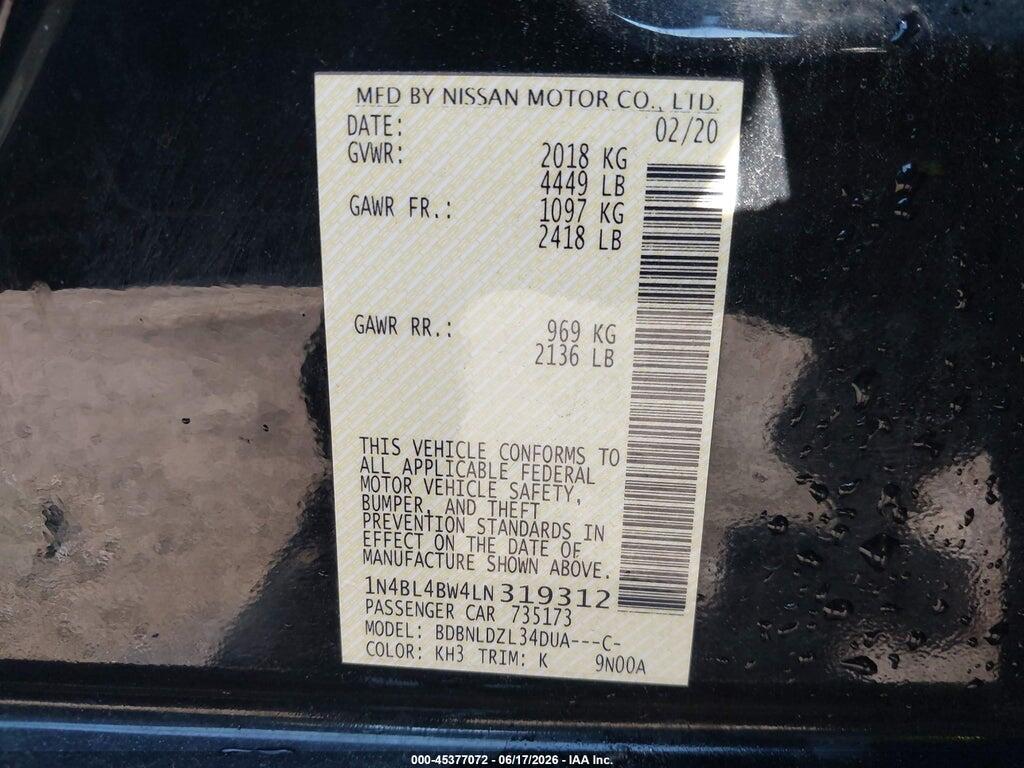 1N4BL4BW4LN319312 2020 NISSAN ALTIMA photo no. 9
