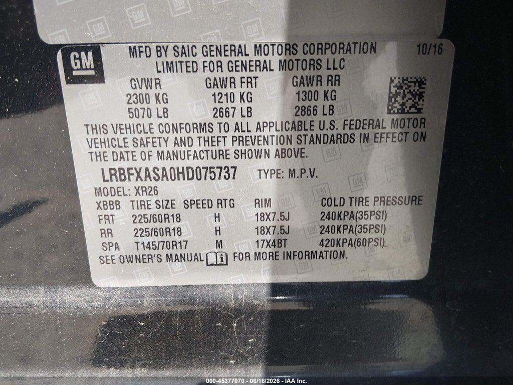LRBFXASA0HD075737 2017 BUICK ENVISION photo no. 9