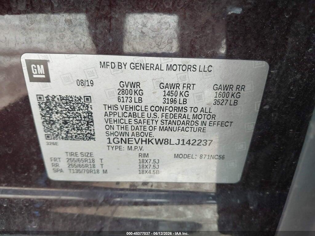 1GNEVHKW8LJ142237 2020 CHEVROLET TRAVERSE photo no. 9