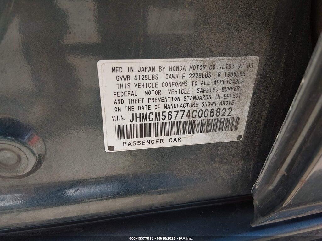 JHMCM56774C006822 2004 HONDA ACCORD photo no. 9
