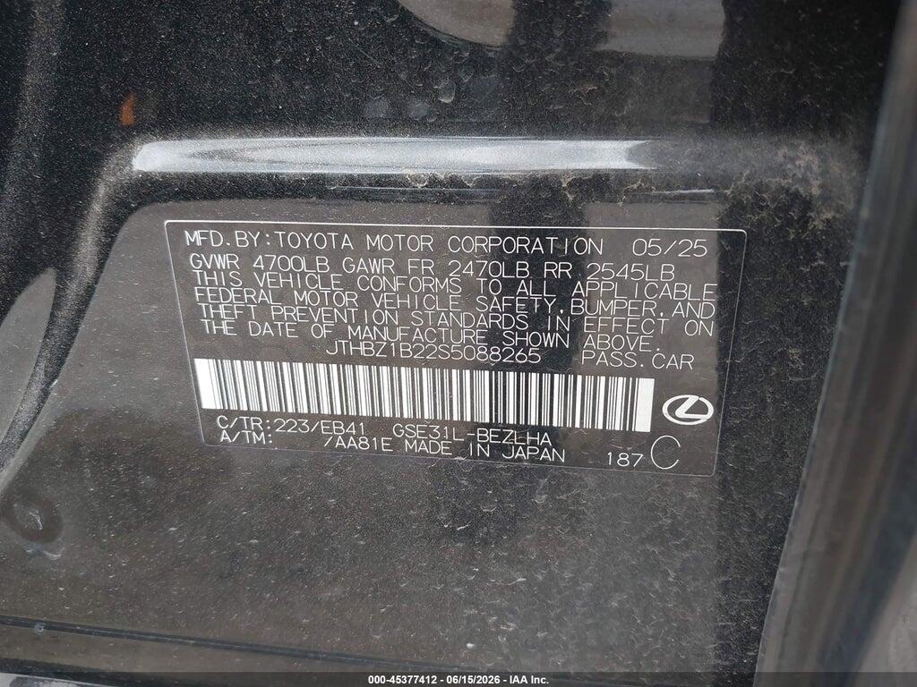 JTHBZ1B22S5088265 2025 LEXUS IS 350 photo no. 9
