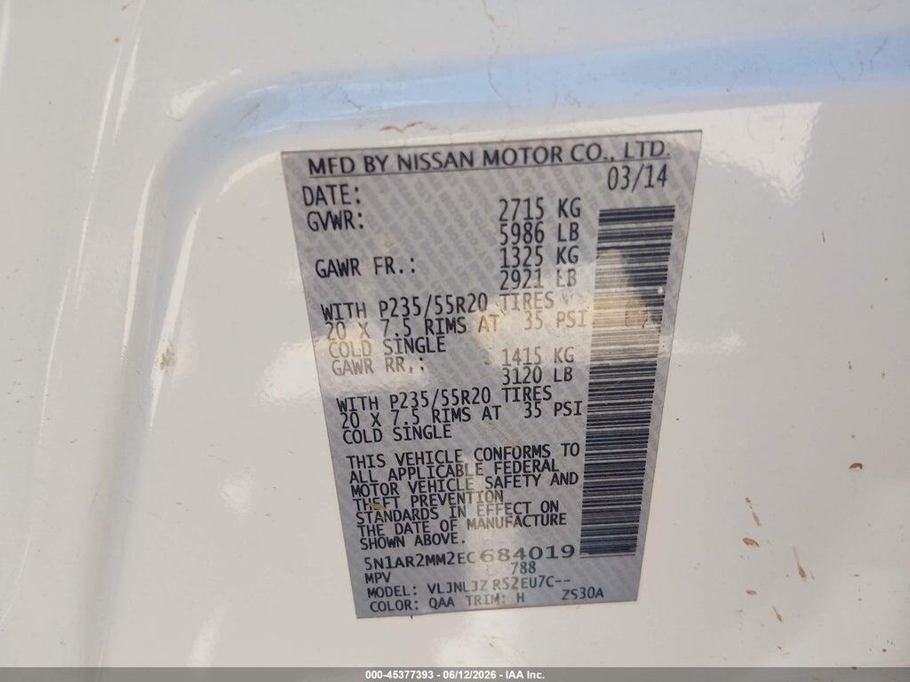 5N1AR2MM2EC684019 2014 NISSAN PATHFINDER photo no. 9