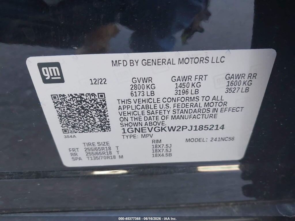 1GNEVGKW2PJ185214 2023 CHEVROLET TRAVERSE photo no. 9