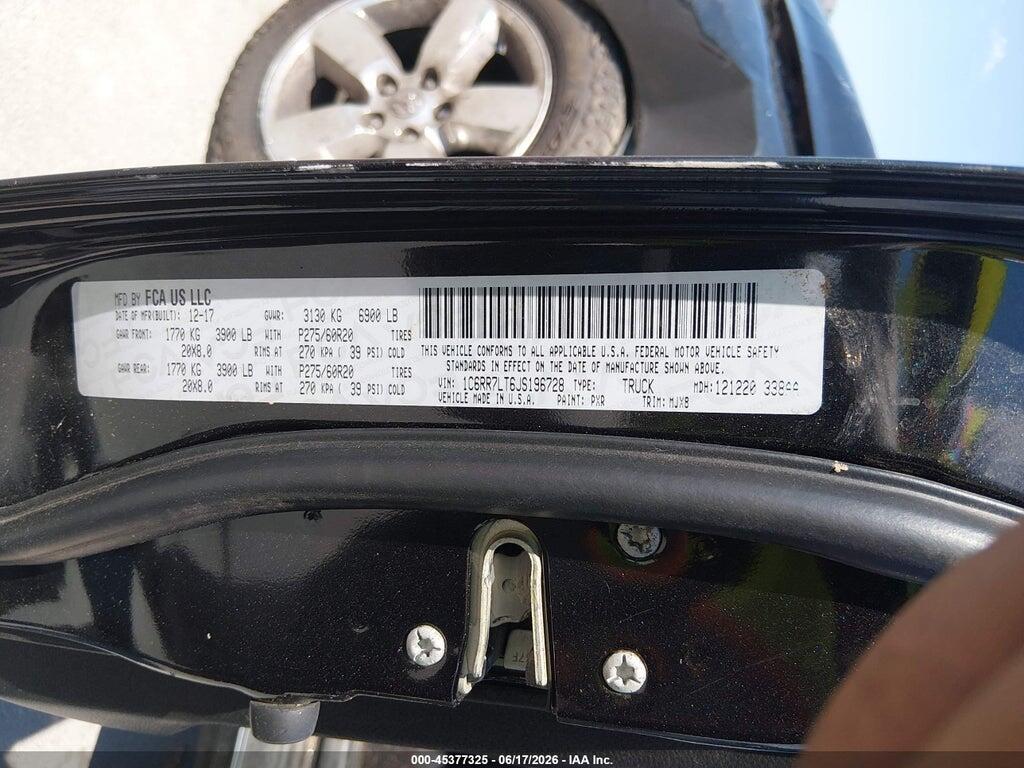 1C6RR7LT6JS196728 2018 RAM 1500 photo no. 9