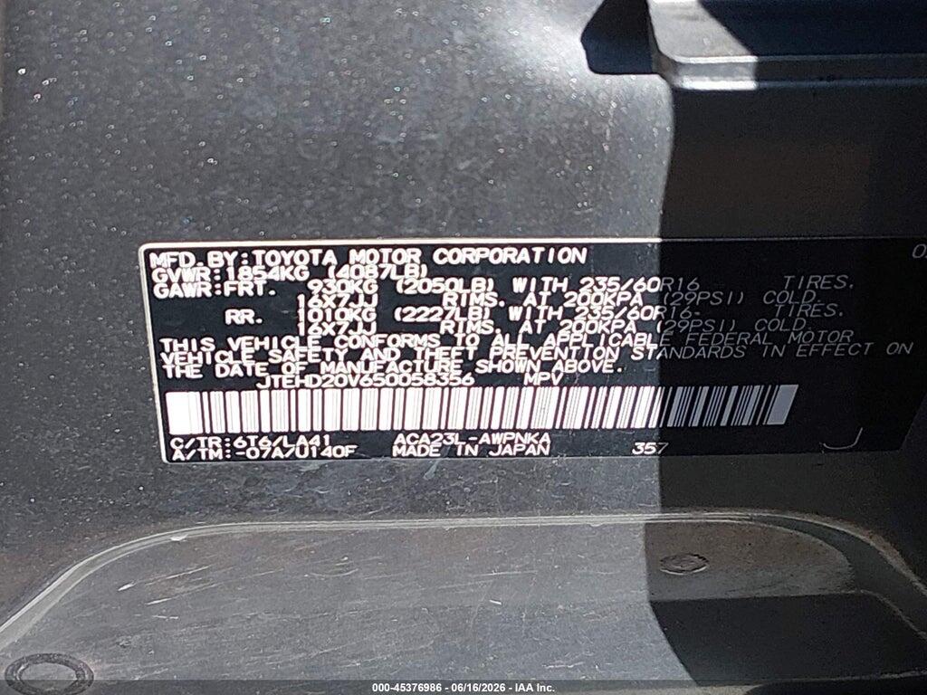 JTEHD20V650058356 2005 TOYOTA RAV4 photo no. 9