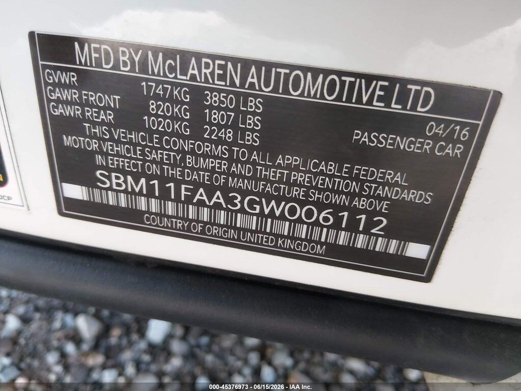 SBM11FAA3GW006112 2016 MCLAREN 650S photo no. 9