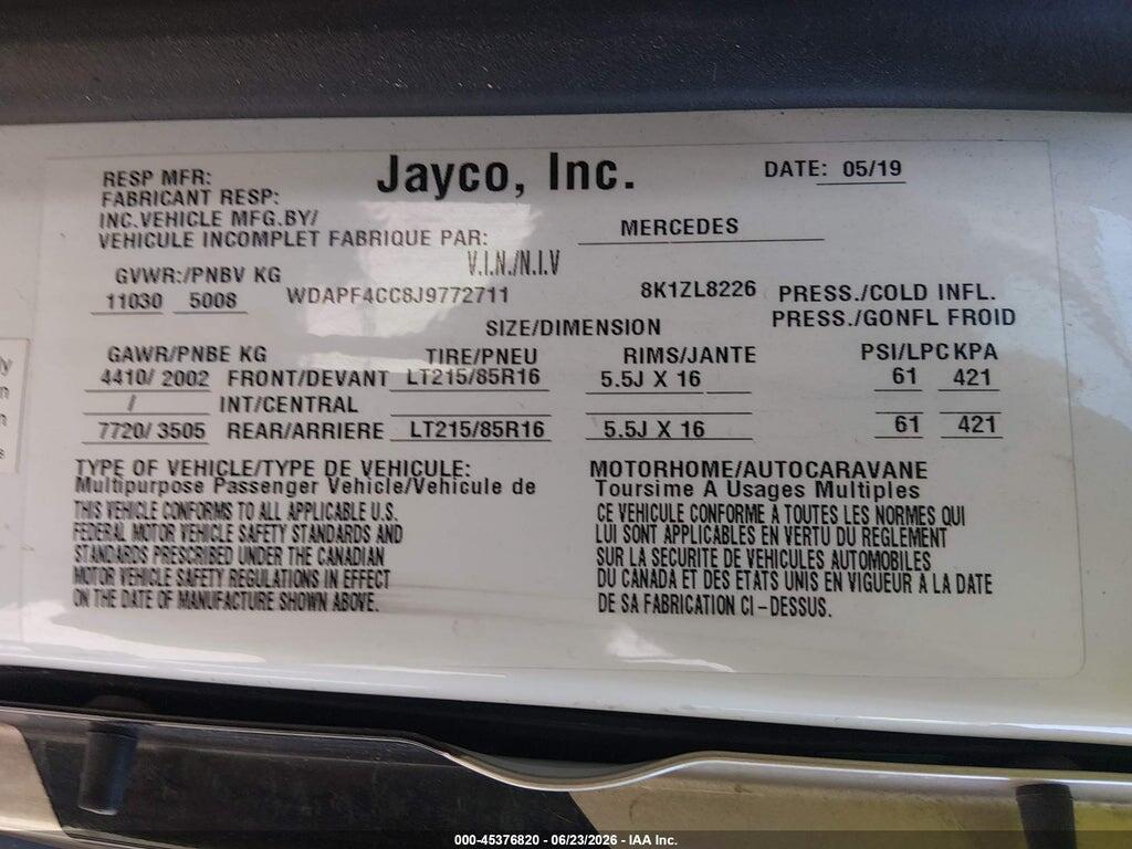WDAPF4CC8J9772711 2019 MERCEDES-BENZ SPRINTER 3500 photo no. 9
