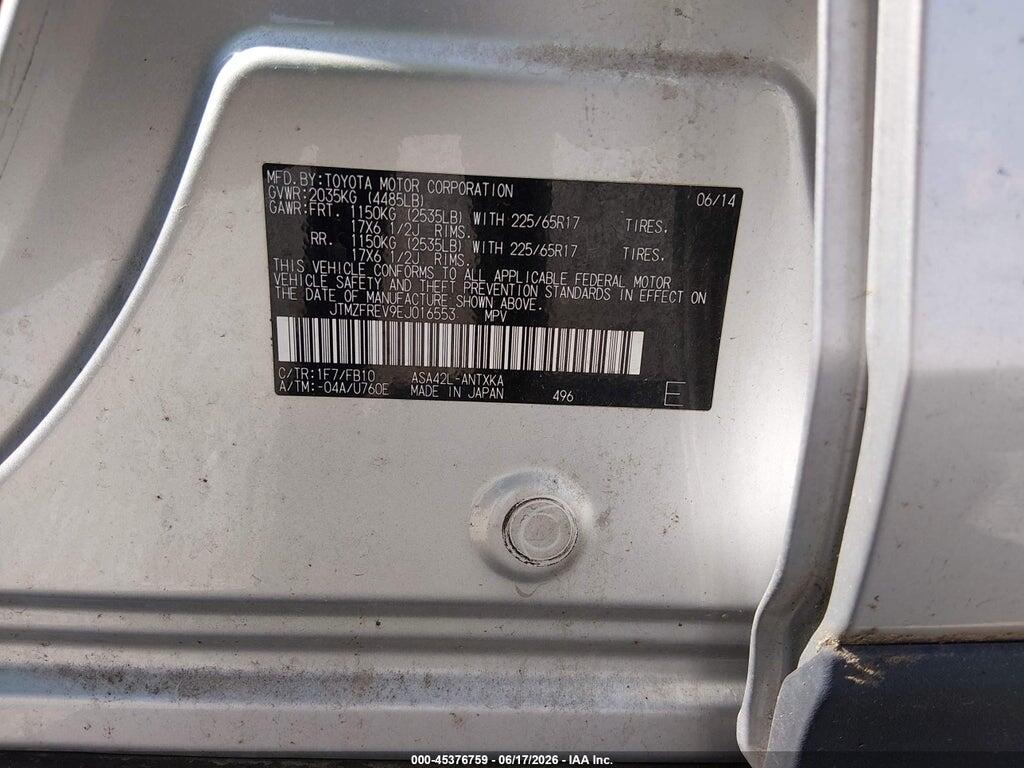 JTMZFREV9EJ016553 2014 TOYOTA RAV4 photo no. 9