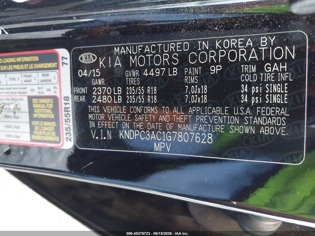 KNDPC3AC1G7807628 2016 KIA SPORTAGE photo no. 9