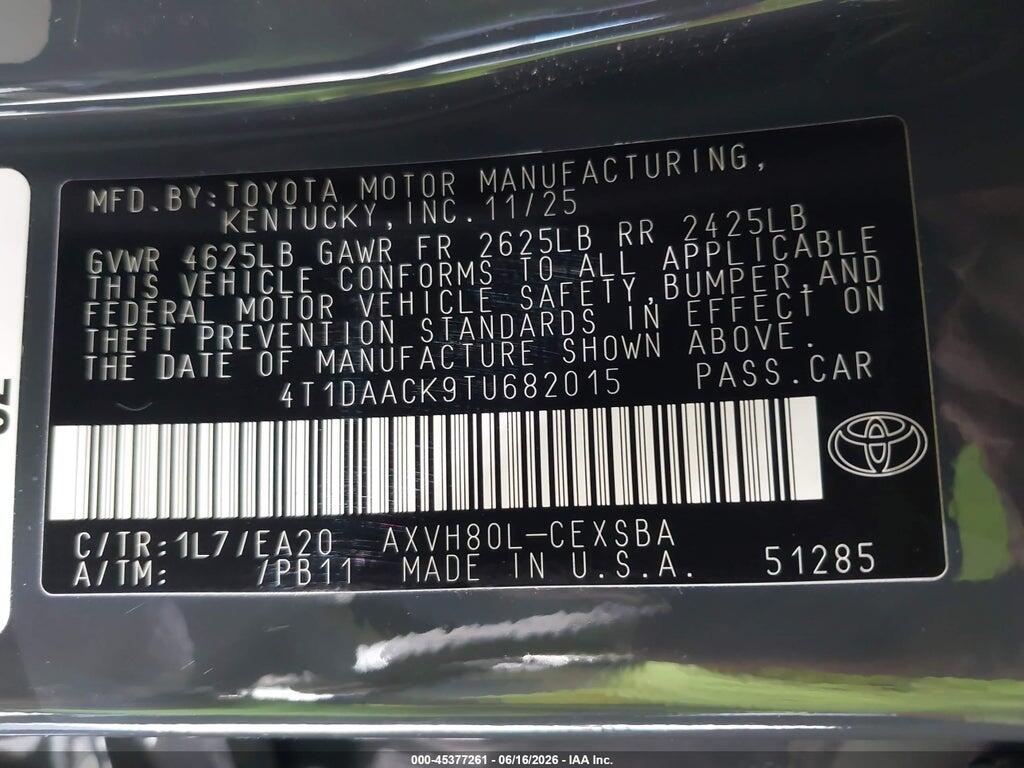 4T1DAACK9TU682015 2026 TOYOTA CAMRY photo no. 9