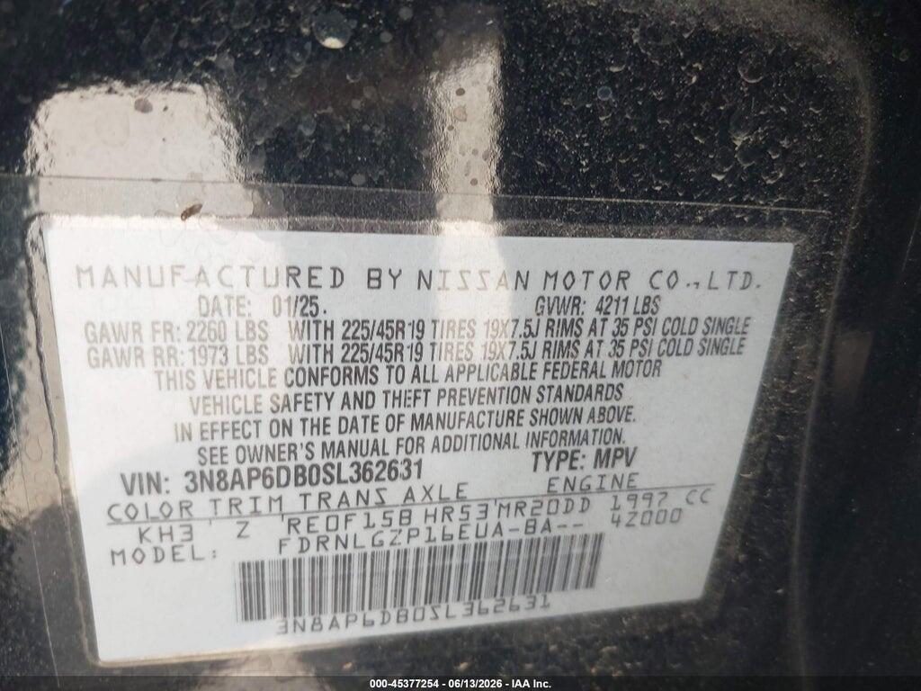 3N8AP6DB0SL362631 2025 NISSAN KICKS photo no. 9