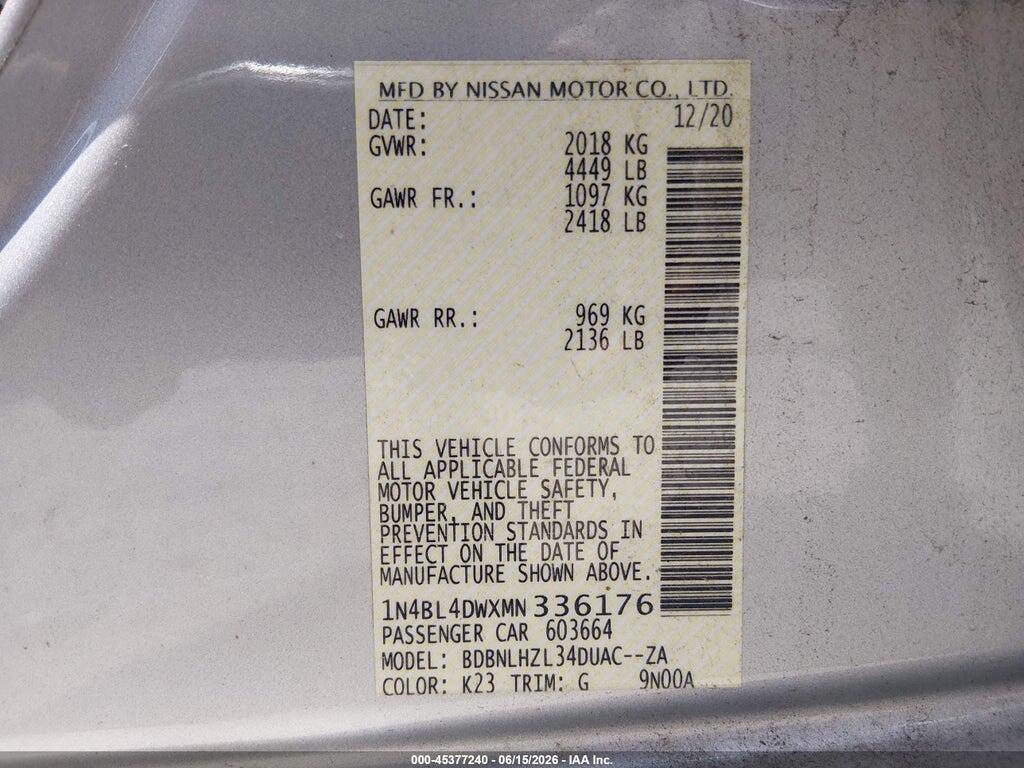 1N4BL4DWXMN336176 2021 NISSAN ALTIMA photo no. 9