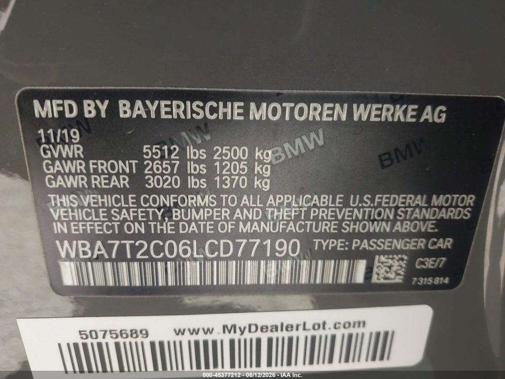WBA7T2C06LCD77190 2020 BMW 740I photo no. 9