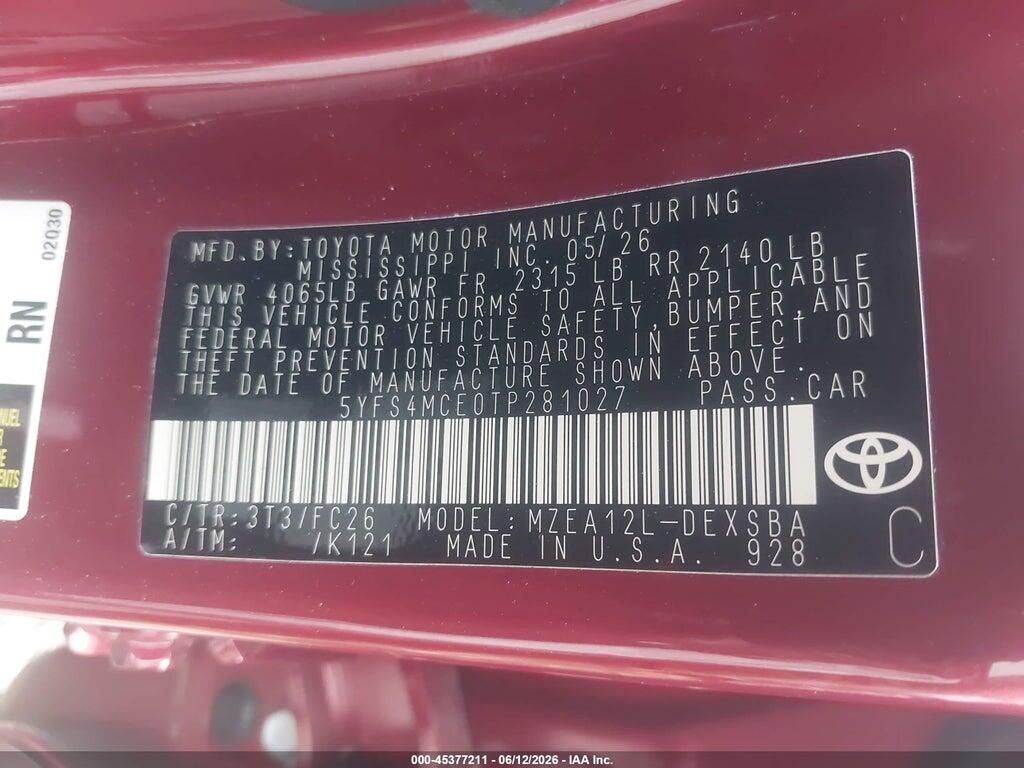 5YFS4MCE0TP281027 2026 TOYOTA COROLLA photo no. 9