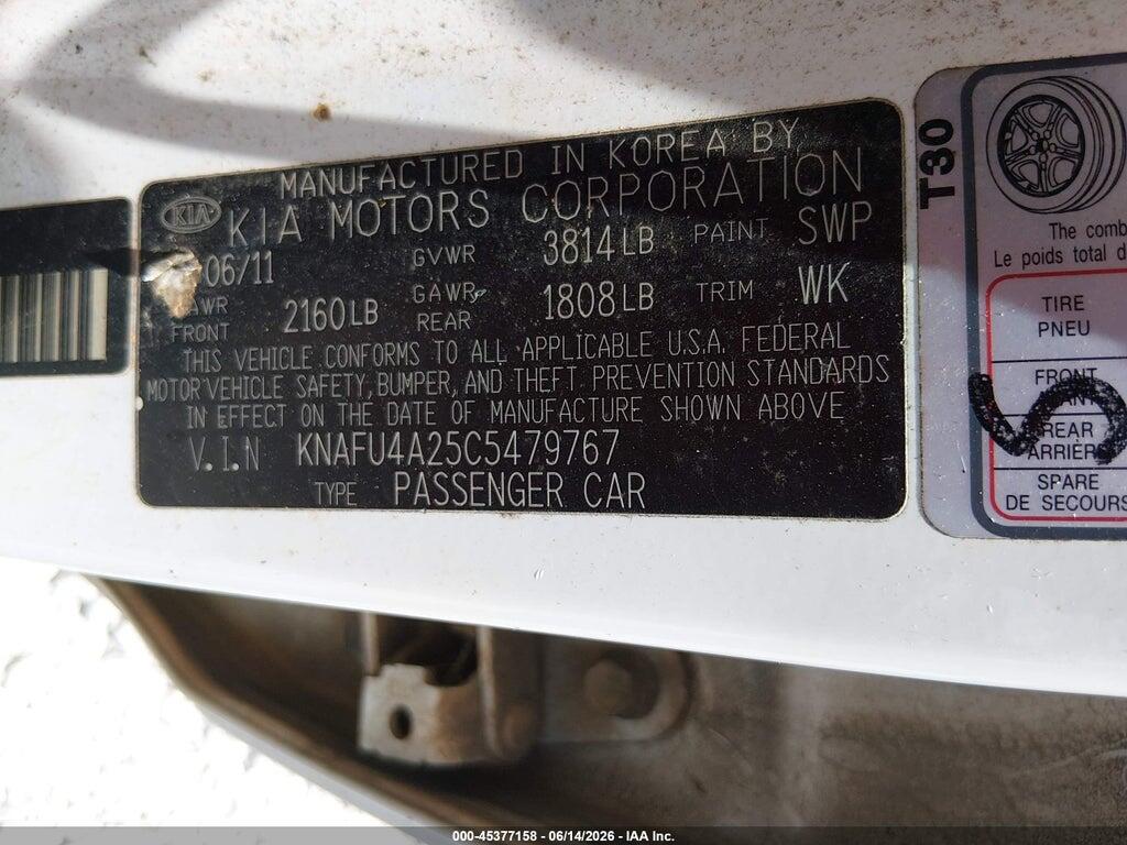 KNAFU4A25C5479767 2012 KIA FORTE photo no. 9