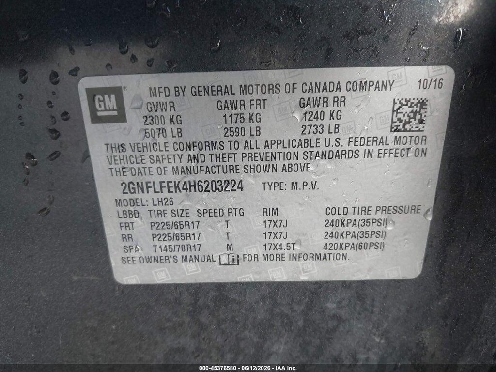 2GNFLFEK4H6203224 2017 CHEVROLET EQUINOX photo no. 9