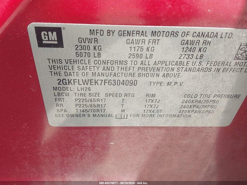 2GKFLWEK7F6304090 2015 GMC TERRAIN photo no. 9