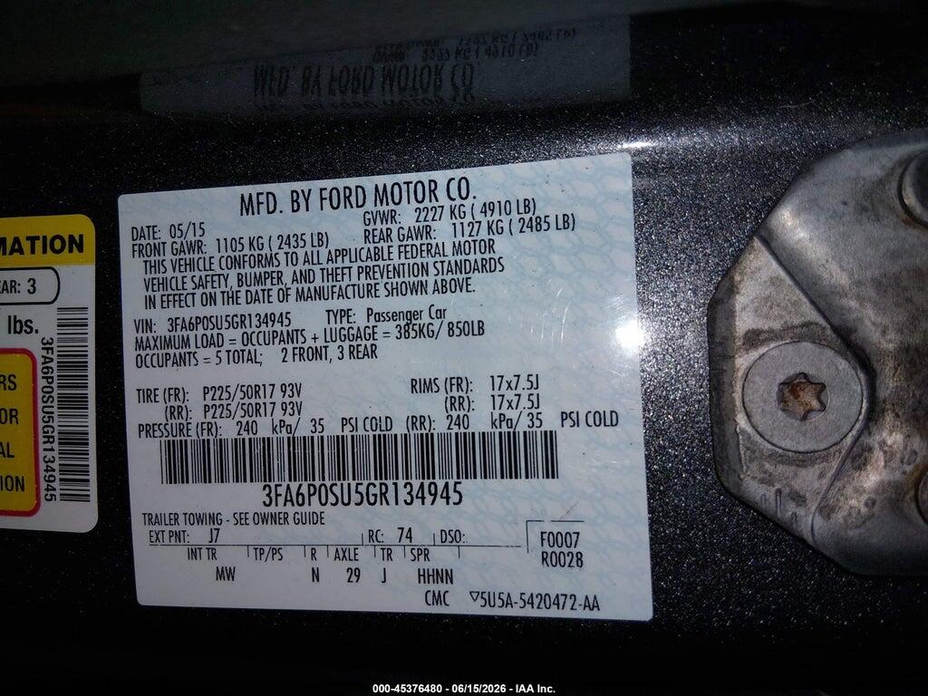 3FA6P0SU5GR134945 2016 FORD FUSION ENERGI photo no. 9