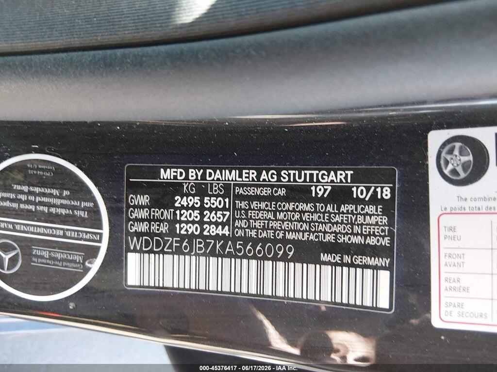 WDDZF6JB7KA566099 2019 MERCEDES-BENZ E 450 photo no. 9