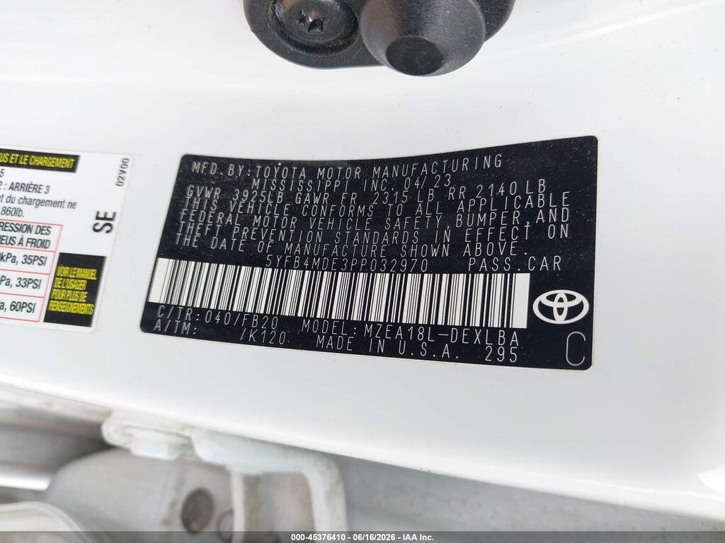 5YFB4MDE3PP032970 2023 TOYOTA COROLLA photo no. 9