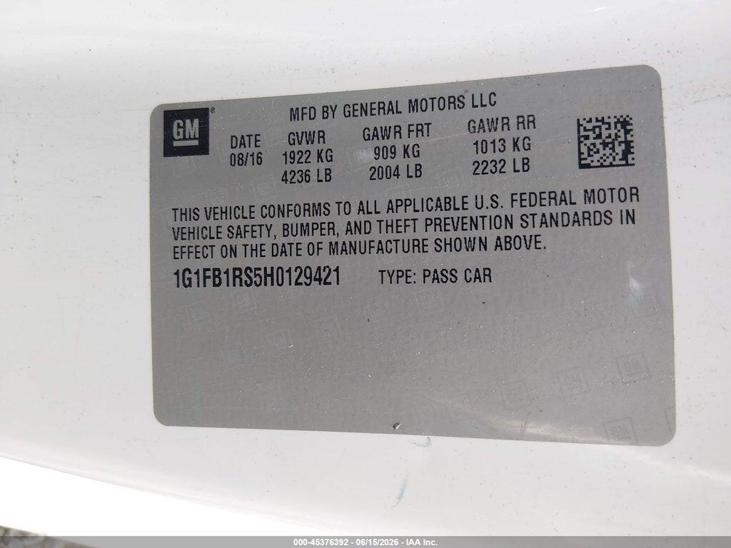 1G1FB1RS5H0129421 2017 CHEVROLET CAMARO photo no. 9