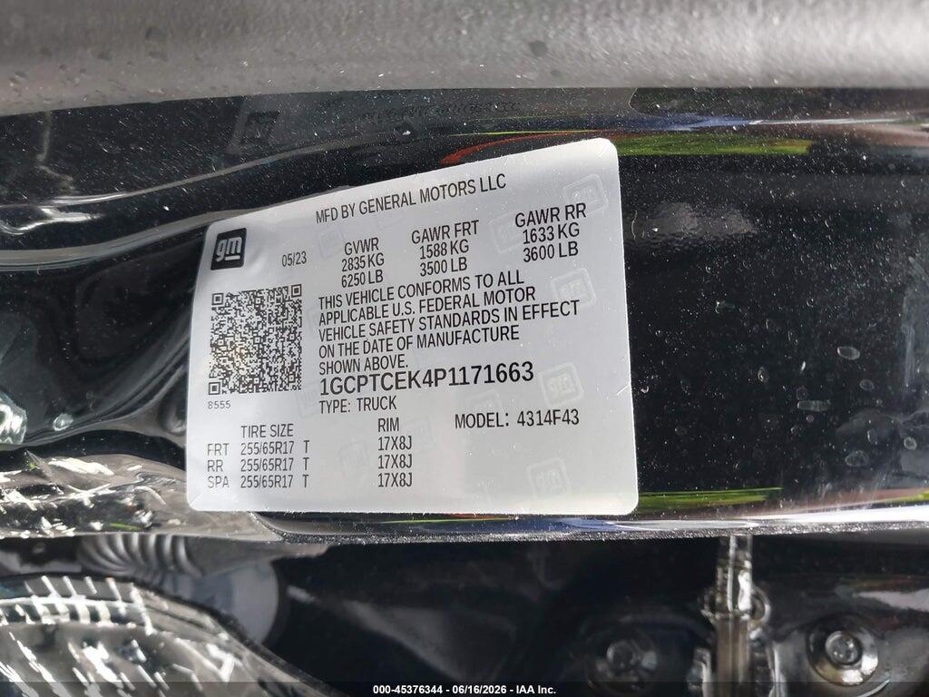 1GCPTCEK4P1171663 2023 CHEVROLET COLORADO photo no. 9