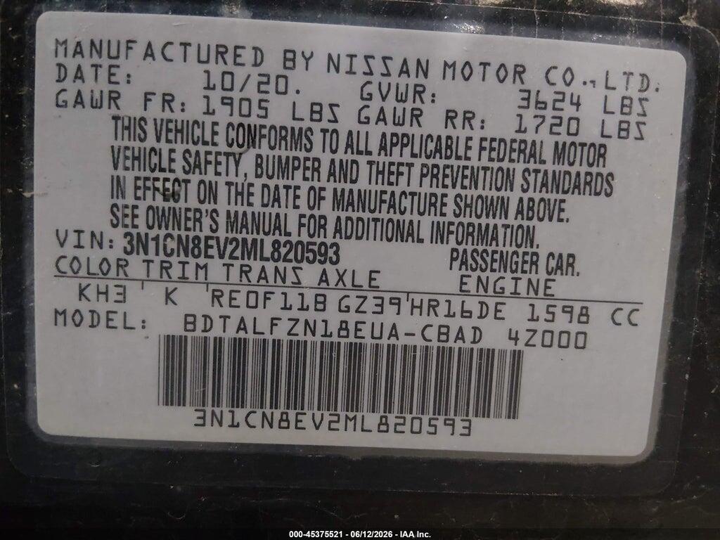 3N1CN8EV2ML820593 2021 NISSAN VERSA photo no. 9