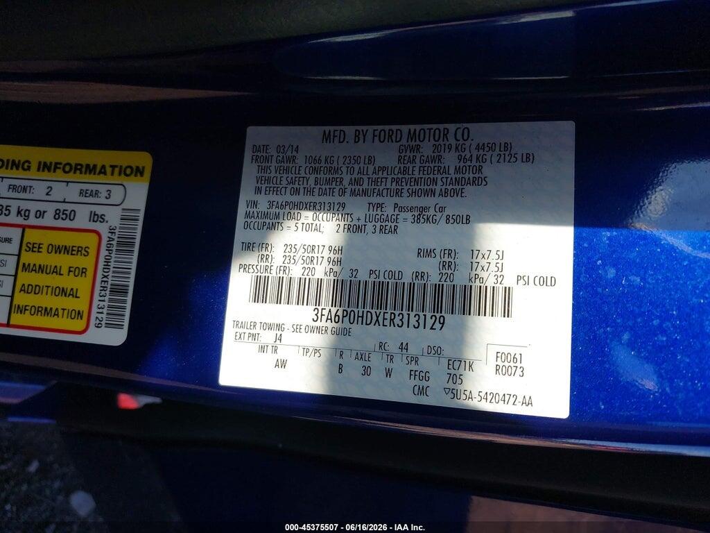 3FA6P0HDXER313129 2014 FORD FUSION photo no. 9