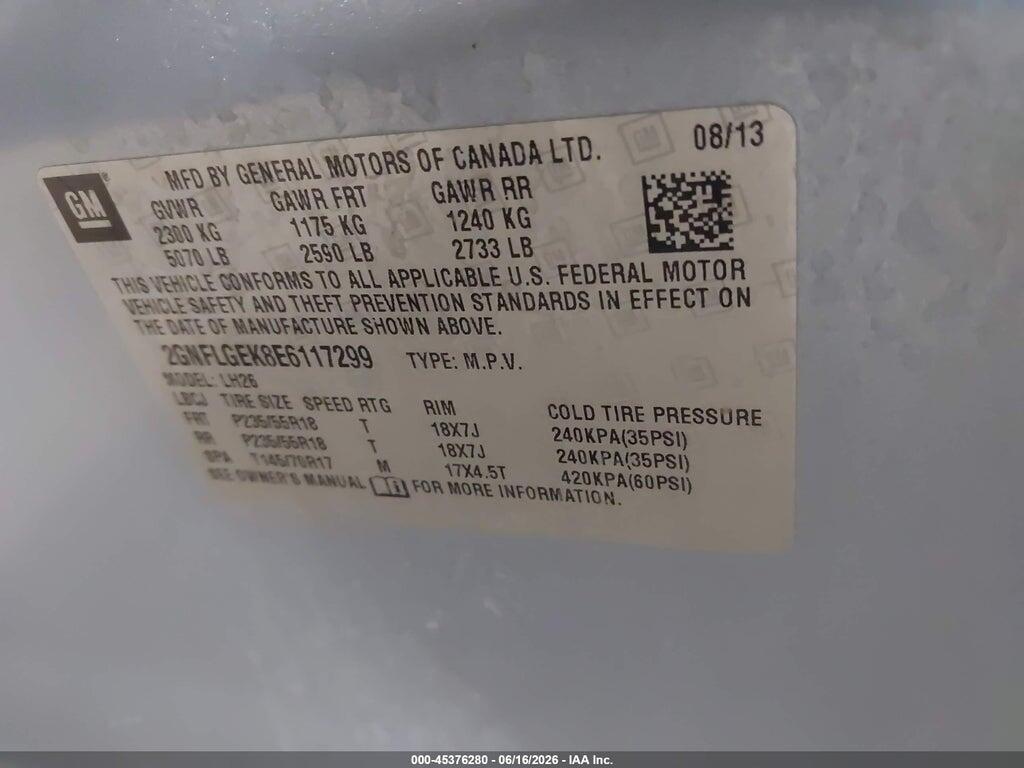 2GNFLGEK8E6117299 2014 CHEVROLET EQUINOX photo no. 9