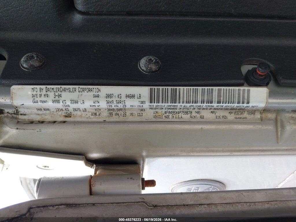 1J4FA49SX4P759670 2004 JEEP WRANGLER photo no. 9