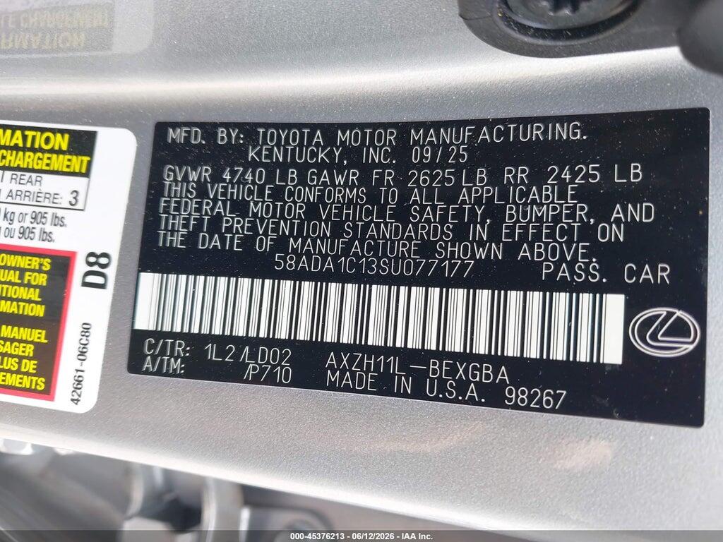 58ADA1C13SU077177 2025 LEXUS ES 300H photo no. 9
