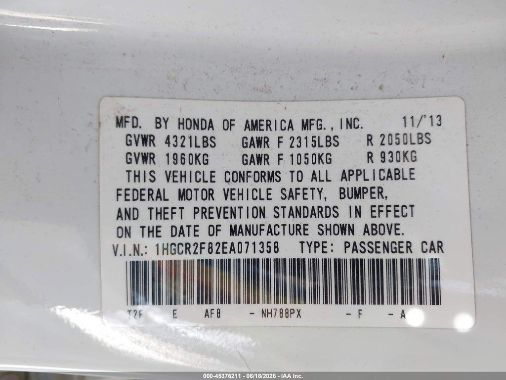1HGCR2F82EA071358 2014 HONDA ACCORD photo no. 9