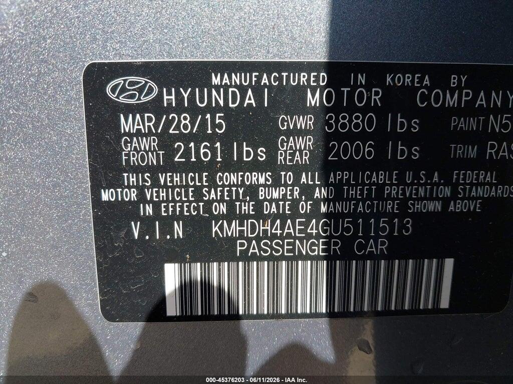 KMHDH4AE4GU511513 2016 HYUNDAI ELANTRA photo no. 9