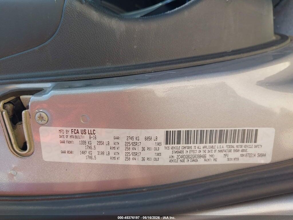 2C4RDGBG2GR398486 2016 DODGE GRAND CARAVAN photo no. 9