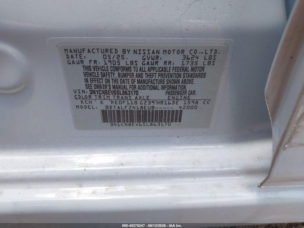 3N1CN8EV6SL863170 2025 NISSAN VERSA photo no. 9