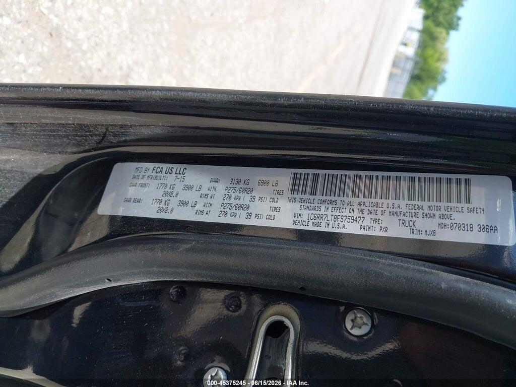 1C6RR7LT8FS759477 2015 RAM 1500 photo no. 9