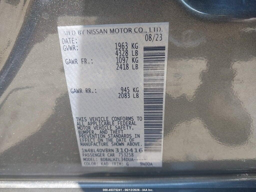 1N4BL4DV8RN310416 2024 NISSAN ALTIMA photo no. 9