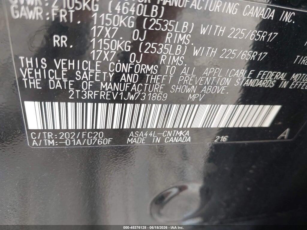 2T3RFREV1JW731869 2018 TOYOTA RAV4 photo no. 9
