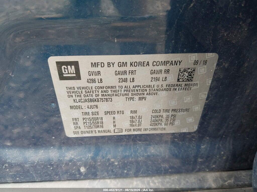 KL4CJASB6KB757873 2019 BUICK ENCORE photo no. 9