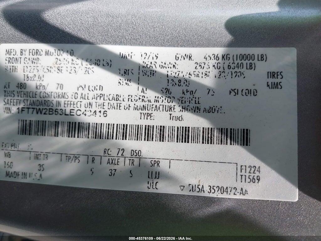 1FT7W2B63LEC43416 2020 FORD F-250 photo no. 9